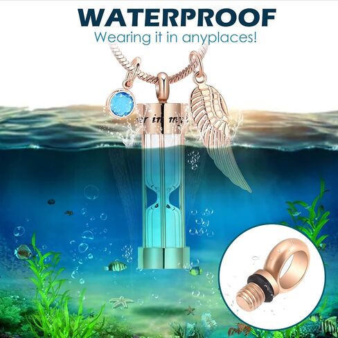 Cylinder Urn Necklace for Ashes with Angel Wing Stainless Steel Cremation Jewelry for Ashes Urn Pendant Necklaces for Women Men in Saudi Arabia