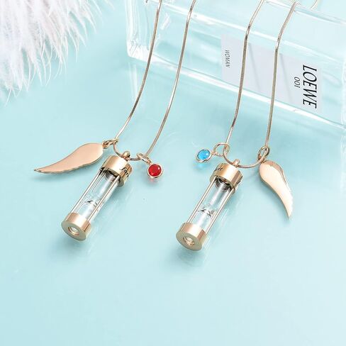 Cylinder Urn Necklace for Ashes with Angel Wing Stainless Steel Cremation Jewelry for Ashes Urn Pendant Necklaces for Women Men in Saudi Arabia