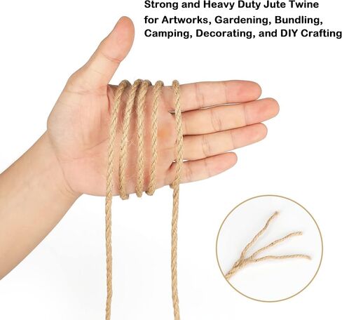 Jute Twine 4mm 328 Feet,Natural Jute Twine 4mm Thick for Crafting Twine String,Twisted Natural Twine Rope for Wrapping, Bundling, Packing, Gardening,Wedding Decor,Macrame Projects in Saudi Arabia