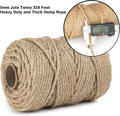 Jute Twine 4mm 328 Feet,Natural Jute Twine 4mm Thick for Crafting Twine String,Twisted Natural Twine Rope for Wrapping, Bundling, Packing, Gardening,Wedding Decor,Macrame Projects in Saudi Arabia