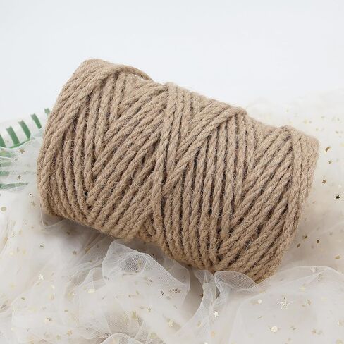 Jute Twine 4mm 328 Feet,Natural Jute Twine 4mm Thick for Crafting Twine String,Twisted Natural Twine Rope for Wrapping, Bundling, Packing, Gardening,Wedding Decor,Macrame Projects in Saudi Arabia