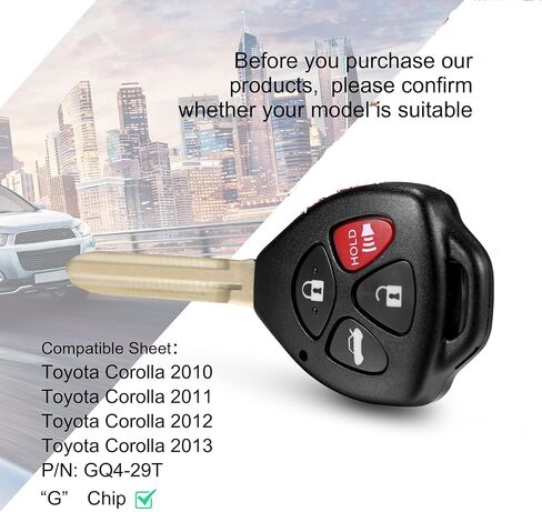 VOFONO يناسب مفتاح السيارة فوب دخول بدون مفتاح التحكم عن بعد استبدال تويوتا كورولا 2010-2013 (بعض) مع G رقاقة GQ4-29T 2 قطعة in Kuwait