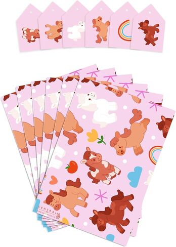 CENTRAL 23 Pink Gift Wrap - Baby Girl Wrapping Paper - 6 Sheets of GiftWrap - Rainbow Pony - Floral - For Birthday, Baby Shower, Baptism - Recyclable in Saudi Arabia