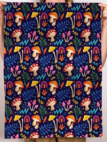 CENTRAL 23 Mushroom Wrapping Paper - For Men And Women - 6 Sheets Thick Gift Wrap - Black Colorful Psychedelic - For Birthday Halloween Christmas - Comes With Fun Stickers in Saudi Arabia