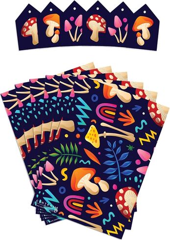 CENTRAL 23 Mushroom Wrapping Paper - For Men And Women - 6 Sheets Thick Gift Wrap - Black Colorful Psychedelic - For Birthday Halloween Christmas - Comes With Fun Stickers in Saudi Arabia