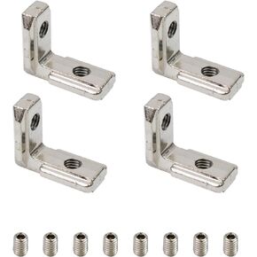 T Slot Inside Corner Brackets L-Shape Interior Corner Connector with Screws for 1515 Series Aluminum Extrusion Profile -10pcs