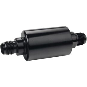 Dewhel Black Anodized Aluminum Fuel Filter AN6# 6 AN Male Inlet Outlet