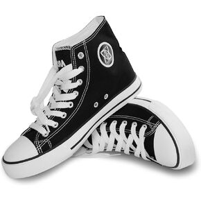 High Top Canvas Sneakers Canvas Shoes Lace up White Black Sneakers Casual Walking Shoes. Comes with Drawstring Sportpack. in Saudi Arabia