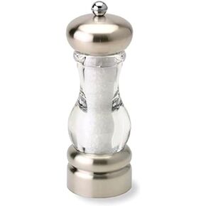 Olde Thompson Del Norte - 7" Stainless Steel Salt Mill - Pre-filled with Sea Salt Crystals, Fully Adjustable Grinding Mechanism, Removable Top, Great for Cooking, Grilling, Meat, Poultry, Fish