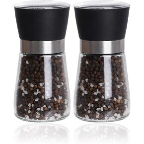 مجموعة مطحنة الملح والفلفل المصنوعة من الفولاذ المقاوم للصدأ مجموعة مطحنة الفلفل الخشنة القابلة للتعديل مطحنة السيراميك القابلة لإعادة الملء مطحنة التوابل شاكر للمنزل مطعم التخييم السفر الطبخ شواء (أسود) in Kuwait