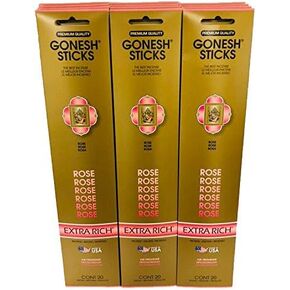 Gonesh Incense Sticks Extra Rich Collection: Rose 12 Pack (20 Sticks/Pack)