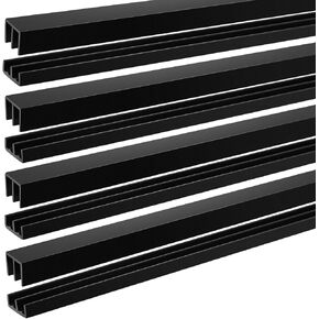 4 Sets 4 Ft Long Plastic Sliding Door Track Set for 1/4" Thick Panels Black Sliding Glass Door Track Sliding Cabinet Door Hardware for Sliding Closet Doors, Easy Quick Installation