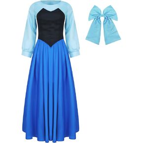 Ariel Costume for Women Dress Princess Mermaid Cosplay Adult Halloween Classic Film Dress Up Masquerade Set
