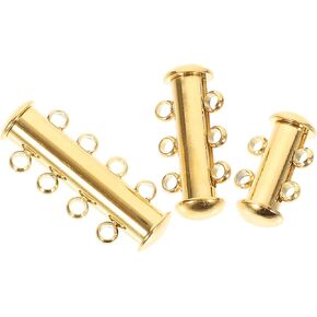 Milisten Layered Necklace Clasp 3Pcs Slide Lock Clasps Multi Strand Slide Tube Lock Clasp Necklace Connector Layering Clasp for Layered Necklace Bracelet Making, Rose Gold Multiple Necklace Clasp
