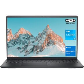 DELL Inspiron 3000 Series 3520 Laptop, 15.6" FHD Display, Intel Core i3-1215U, 12GB RAM, 512GB PCIe SSD, SD Card Reader, Webcam, HDMI, Wi-Fi 6, Windows 11 Home, Black