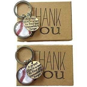 SET OF 2 Baseball Coach Appreciation KeyChain Keepsake with Gift Packaging for your Coach