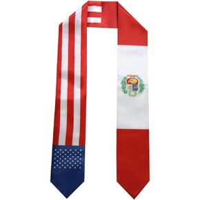 Peru Peruvians Flag Graduation Stole USA Flag Graduation Stole Sash Scarf Double Sided International Student Graduation Decoration Item Gift