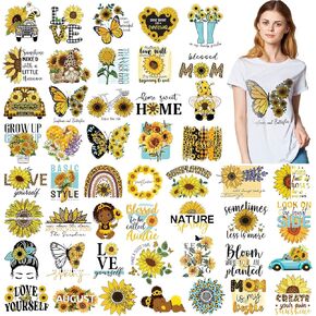 48 Pcs Heat Transfer Stickers Iron on Decals for Clothing Washable Iron on Patches for T Shirt Bag Hat Pillow DIY Craft Decorations