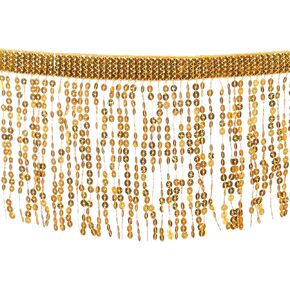 uxcell 10 Yards Sequin Fringe Trim 6.3 Inch Wide Tassel Fringe Sewing Trim Ribbon Polyester for DIY Craft Sewing Curtain Pillow Dress Clothing Embellishment, Gold