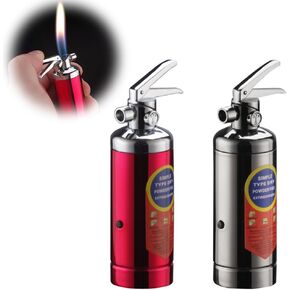 2 Pack Red Silver Cool,Butane Jet Torch Lighter,Refillable Windproof Flame Torch Lighters,Adjustable,Long,BBQ Candles Camping (No Gas)