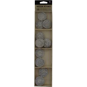 Prima Marketing Resin Icon Embellishments, White Clocks, 12-Pack