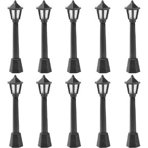 Mini Miniature Street Light Model, 10pcs Mini Street Post Lights Model, Miniature Christmas Village Pathway Lantern Post, Miniature Street Lights for Outdoor Doll HouseDecor Fairy Lighting
