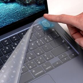 2-Pk Max Coverage for MacBook Air 13.6 Inch M2; Touch ID works thru it, Naked Feel & Look, Waterproof Touch and Keyboard Protection, Clear, GOS Keyboard Cap Pro