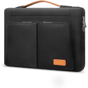 MOSISO 360 Protective Laptop Sleeve Compatible with MacBook Air/Pro, 13-13.3 inch Notebook, Compatible with MacBook Pro 14 inch M3 M2 M1, Side Open Bag with Horizontal&Raised Trapezoid Pockets, Black