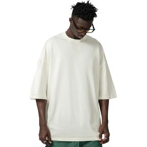 Mens Oversized Short Sleeve T-Shirt Dropped Shoulder Hip Hop Tee Tops Basic Plain Tee Shirt