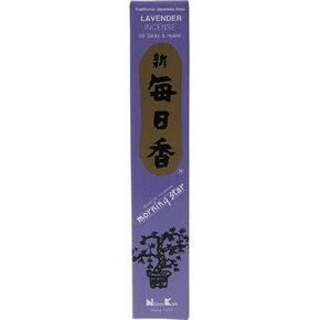 Morning Star Incense Lavender, 50 Sticks with Ceramic Incense Holder, Key Note: Lavender, Japanese Style Incense, Nippon Kodo