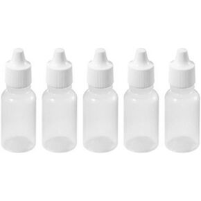 50 Pcs Empty Plastic Squeezable Dropper Bottle with Plug Refillable Portable Eye Liquid Container with Screw Cap (5 ml)