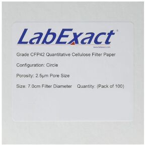 1200081 Grade CFP42 Quantitative Cellulose Filter Paper, 2.5µm, 7.0cm (Pack of 100)