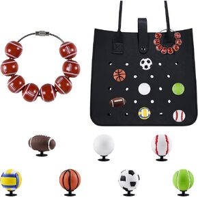 8 Pcs Sports Decoration Bogg Bag Supplies, Football Soccor Baseball for Beach Bag Decorations (Soccor)