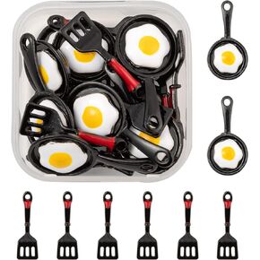 WEWAYSMILE 20Pcs Assorted Food Kitchen Enamel Pendants Alloy Dangle Charms Spatula Pan with Egg for Women Bracelet Earring Necklace Jewelry Keychains Making