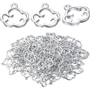 BronaGrand 100pcs Antique Silver Cloud Shape Charms Alloy Cloud Pendants Cloud Bead Charm for DIY Earrings Necklace Bracelet Jewelry Making and Crafting Accessory