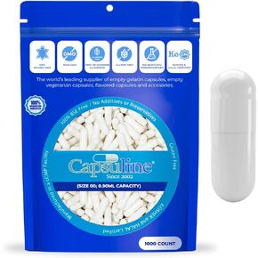 Capsuline Size 000 - Colored White Empty Gelatin Capsules - 1000 Count - Empty Gel Pill Capsules - DIY Pure Bovine Pill Capsule Filling - Empty Caps - Kosher and Halal Certified - Non-GMO Certified