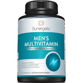 مكمل دعم الرجال الفاخر من Sunergetic - فيتامينات متعددة قوية - يدعم الطاقة والقدرة على التحمل والقدرة على التحمل وإدارة الإجهاد - مع الزنك والأشواغاندا والماكا والكارنيتين والفيتامينات - 120 كبسولة in Kuwait