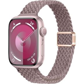 Braided Slim Bands With Magnetic Clasp Compatible with Apple Watch Band 38mm 40mm 41mm 42mm 44mm 45mm 49mm, Soft Nylon Sport Loop Thin Strap for iWatch Series Ultra 2&1 9 8 7 6 SE 5 4 3 Women