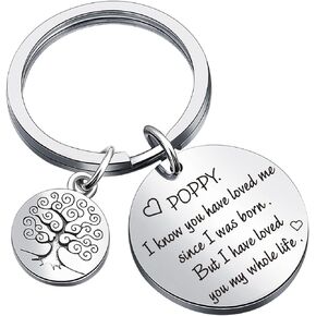Poppy Thank You Keyring Poppy Christmas Keychain Grandparent Keychain From Granddaughter Gift Grandpa Keychain Custom