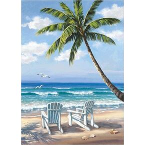 5D Beach Diamond Painting Kits for Adults : DIY Coconut Tree Large Diamond Art Painting Full Drill Stitch Diamond Painting Kits for Beginners Diamond Dots for Wall Decor Gift Relaxing (12x16Inch)