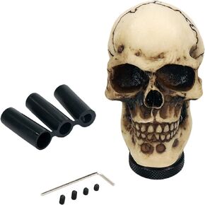 Resin Skull Gear Shift Knob, Crack Pattern Skull Shape Decorative Gear Universal Manual Shifter Knob for Car Modification