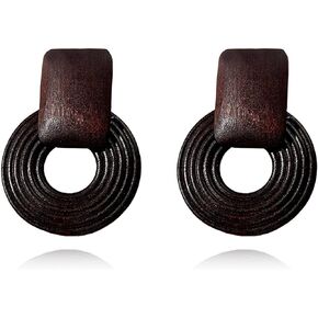 Geometric Statement Tassel Wooden Woven Bohemian Earrings Handmade Hoop Drop Dangle Ear Studs For Women Girls