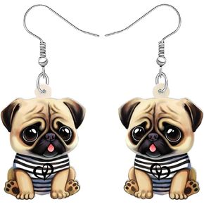Acrylic Cute Dog Pug Earrings Dangle Pets Puppy Charms Pug Gifts for Pug Lovers Women