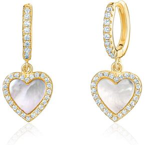 أقراط متدلية على شكل قلب من الفضة الإسترليني بتصميم قلب من اللؤلؤ والألماس المقلد للفتيات in Kuwait