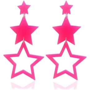 Fluorescent Color Pentagram Earrings Acrylic Earrings Long Earrings Punk Style Fashion Atmosphere Earrings Girlfriends Gift