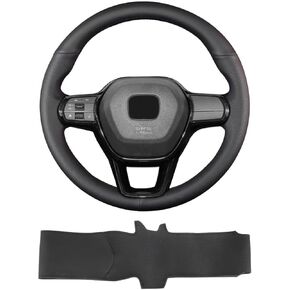Hand-Stitched Steering Wheel Cover,Fit for Honda 2022 Civic Sedan Si/2022 Civic/2023 CR-V HR-V Civic Type R,Non-Slip Breathable Microfiber Leather Steering Wheel Cover on Wrap DIY Hand Sewn
