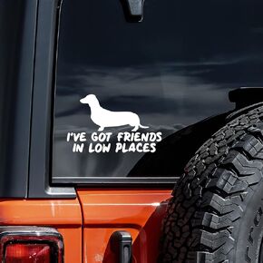 Friends in Low Places Dachshund Decal Vinyl Sticker Auto Car Truck Wall Laptop | White | 5.5" x 3"