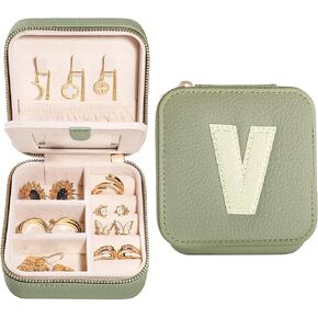 S.Leaf Initial Travel Jewelry Case Jewelry Boxes for Women Small Jewelry Box Travel Jewelry Box Jewelry Gift Boxes Jewelry Travel Case Jewelry Organizer Box Portable Travel Jewelry Case Letter L in Kuwait
