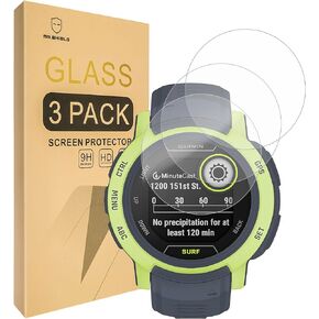 Mr.Shield Screen Protector compatible with Garmin Instinct 2 Surf/Instinct 2 Camo Edidion/Instinct 2 Solar and Solar Tactical/Instinct 2 [Tempered Glass] [3-Pack] [Japan Glass with 9H Hardness]