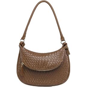Woven Texture Crossbody Underarm Bag for Women,Vintage Double Layer Shoulder Handbag Hobo Bag